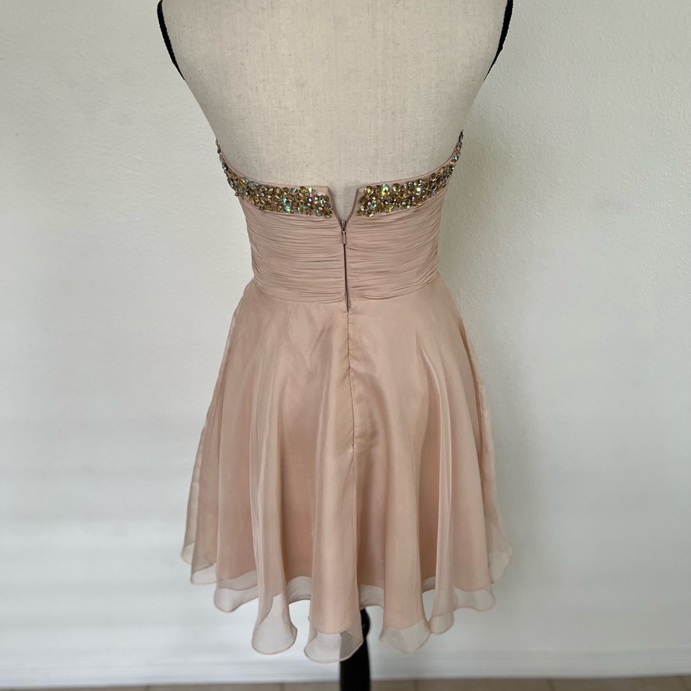 Sherri Hill Blush Pink Beaded Strapless Homecoming Dress Size 2 Cocktail Party - Picture 4 of 5